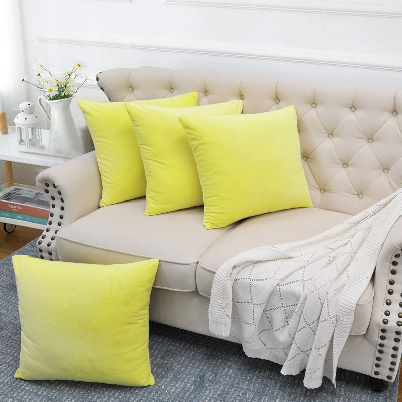 Supersoft Velvet Square Throw Pillow Cover, Butter Cup