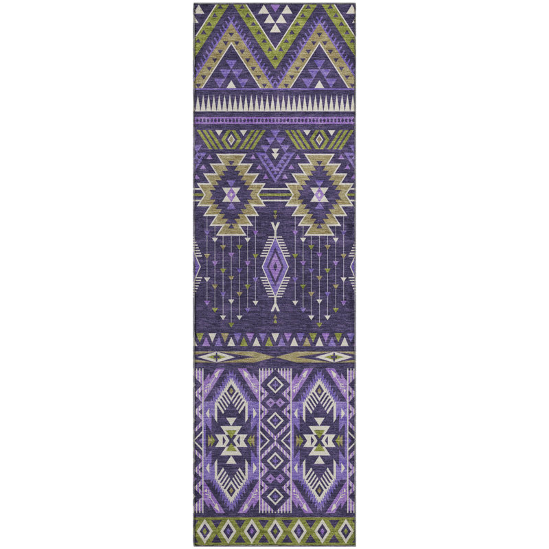 Premium Machine Washable Xamiera AMF1851 Aztec Rug, Runner 2'3" x 7'6"