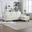 Canapé modulaire, 3 places avec repose-pieds avec rangement, porte-gobelets et amp; Poches | Chenille | Beige-1639619568