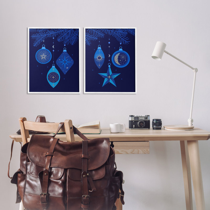 Ensemble d'œuvres d'art giclée encadrées 2 pièces Vintage Blue Holiday, Giclée encadrée blanc bord de mer, H 20 po x l 16 po