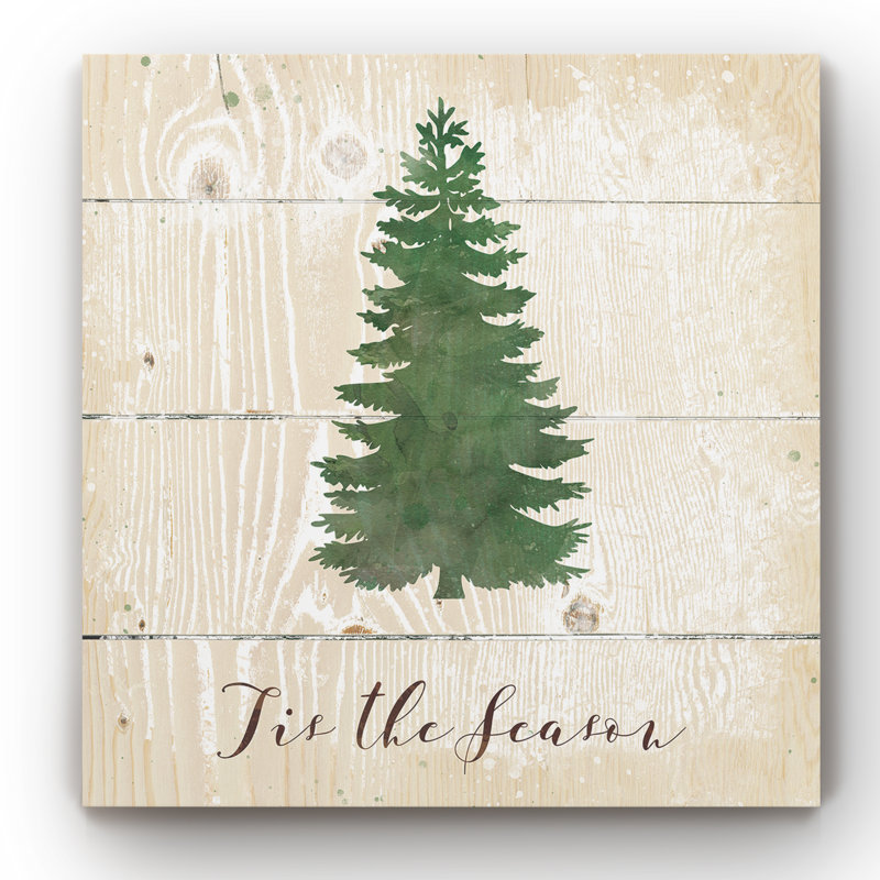 « tis the season pine », reproduction d’impression sur toile, H 16 po x l 16 po x P 1,5 po, Toile tendue