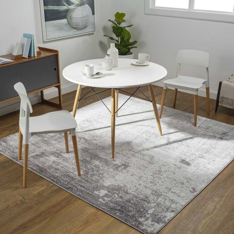 Power Loom Charcoal/White Rug, Square 200 cm