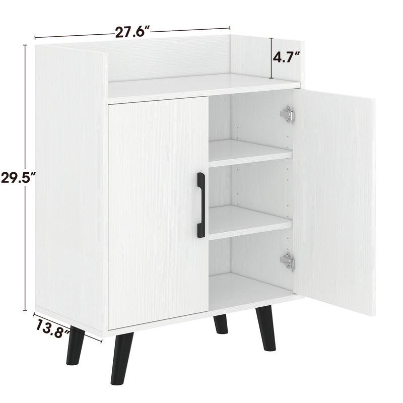 Shoe Cabinet, 3-Tier Freestanding Shoe Rack With Doors And Legs FSSR023, Ivory White