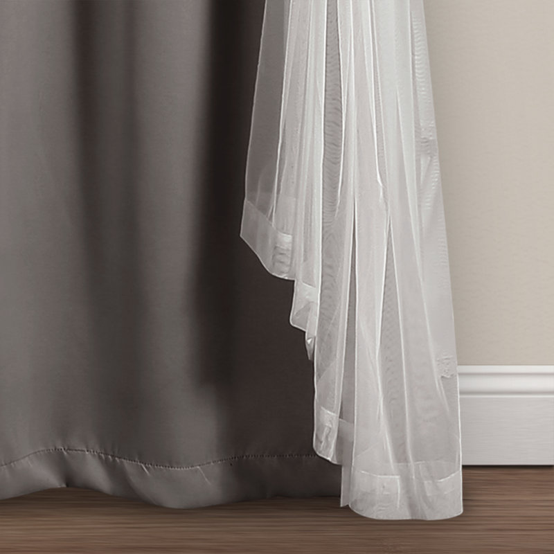 Rideaux unis occultant et isolants, L 38 po x L 84 po, Gris foncé