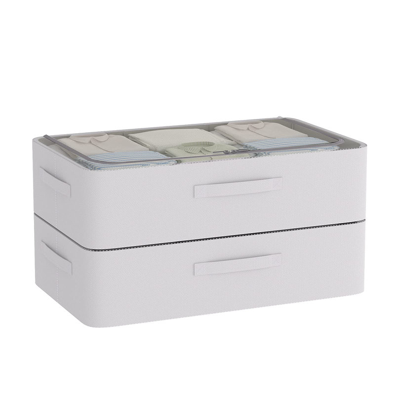 Foldable Stackable Under Bed Storage Box, Oxford Cloth Sturdy Under Bed Container, Grey