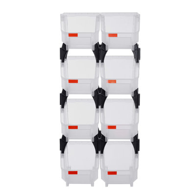 8 Pack Transparent Plastic Stackable Storage Bins 10.9 X 5.5 5.1 Inch Designed For Closet Garage Small Parts With Reinforced Pillar - Style Supports And Label Stickers Construction Modular Design