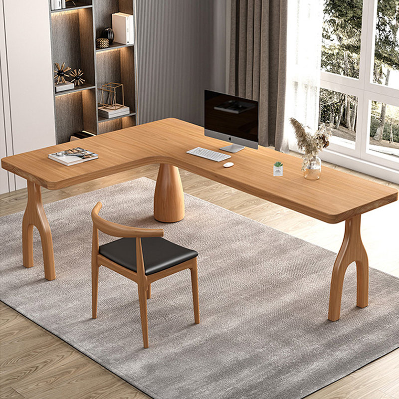 Bureau en bois massif en forme de L Modern Minimalist, H 29,53 po x l 62,99 po x P 47,24 po
