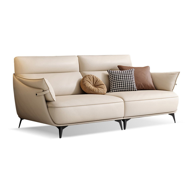 Causeuse-coussin modulaire en cuir véritable beige