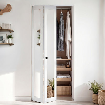 Ensemble de portes pliantes en verre manufacturé et en bois massif 1-Lite avec quincaillerie