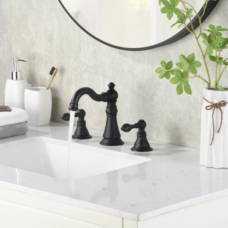 Robinet de salle de bain espacé à deux poignées avec drain 6 "à 10" Signature Collection - noir mat, Noir mat