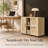 37.4"W Rattan Filing Cabinet With Lockable Drawers & Wheels And Adjustable Hanging Bars