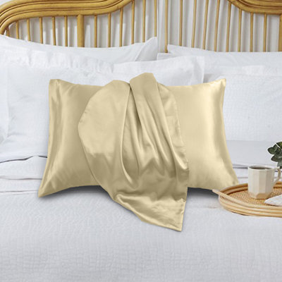 Pillowcase Silky Soft Pillow Case Pair Satin Protector