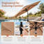 Parasol de patio 7,5 pi avec manivelle et inclinaison, brun, 6 côtes, polyester imperméable, sans la base du parasol-131124791