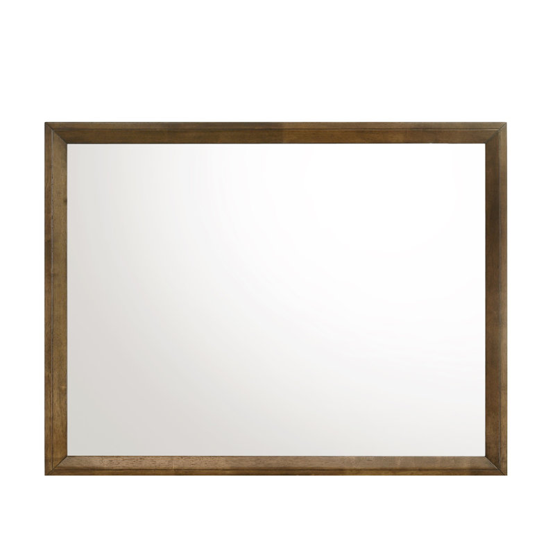 Lary Dresser Mirror, 45 Inch Rectangular Frame, Walnut Brown Okume Veneer