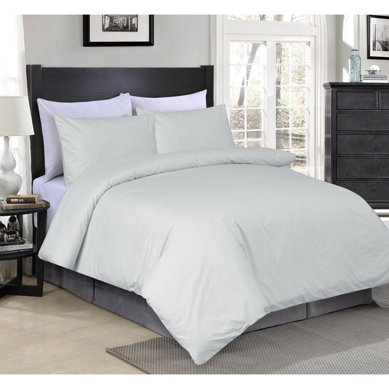 Ensemble de housse de couette réversible 3 pièces t300, Housse de couette double / grand et 2 taies décor, Blanc