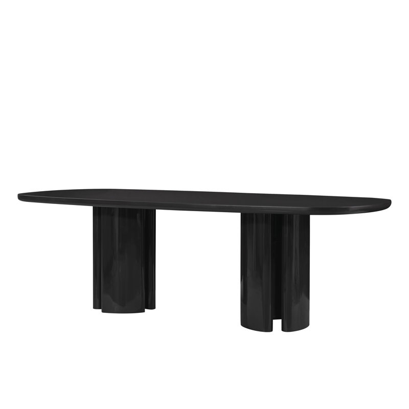 Chuy Lacquer Oval Dining Table, Black