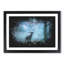 Deer Stag In A Blue Forest Paint Splash - Picture Frame Graphic Art-56915841-56915840