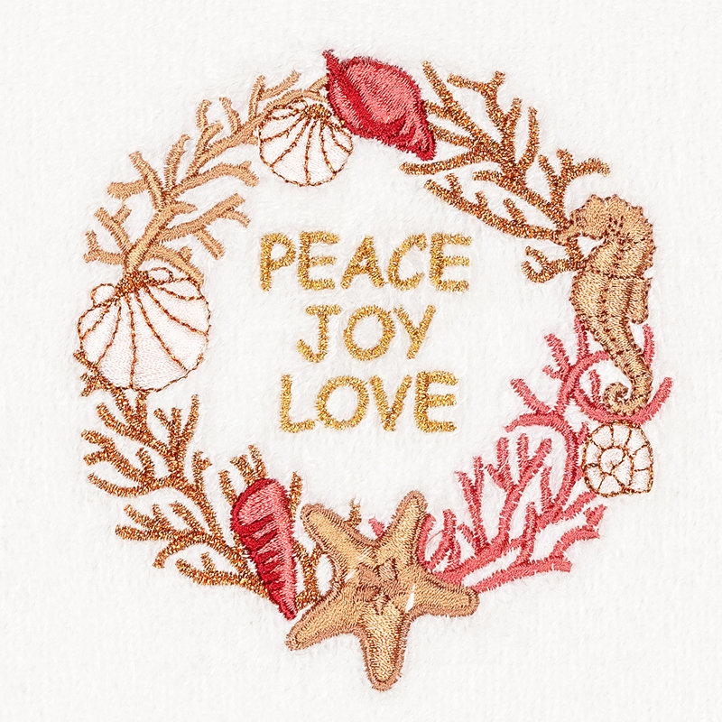 Débarbouillette brodée Christmas Peace, Blanc