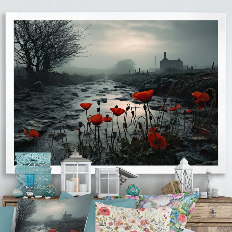 Irlande, brume irlandaise, H 16 po x l 32 po x P 1 po, Cadre simple blanc