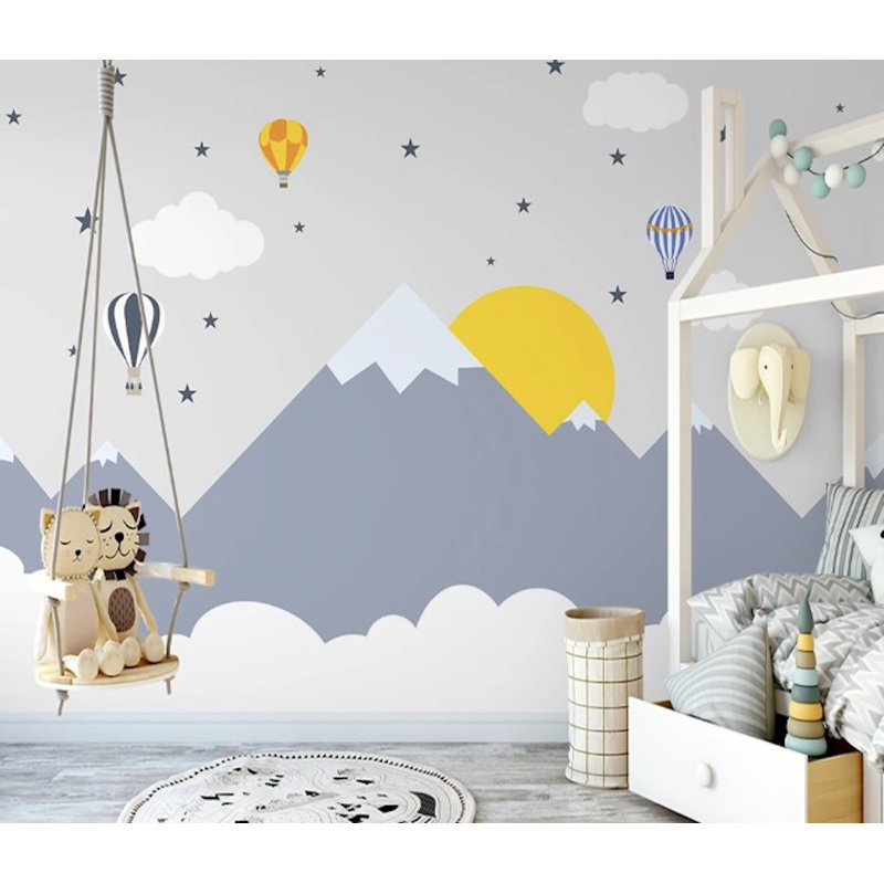 Papier peint amovible Snowy Mountain Clouds and Stars, L 35,04 po x l 55 po