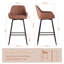 Fixed Height Faux Leather Upholstered Bar Stool Tufted Back with Footrest-35513202