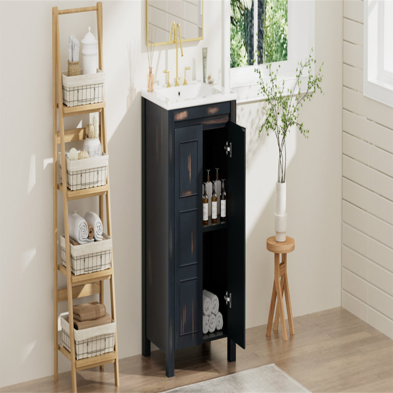 Petit meuble-lavabo avec lavabo en céramique