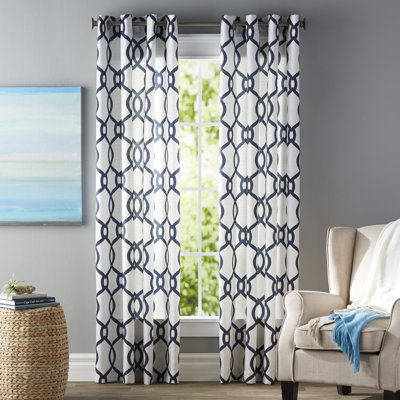 Panneaux de rideaux semi-transparents à motif géométrique avec œillets Caliese