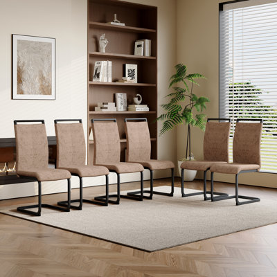 Covelin Modern High-Back Faux Leather Cantilever Dining Chairs
