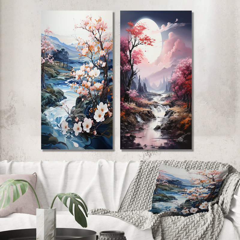 Ensemble de 2 décorations murales en métal Water River, H 32 po x l 32 po