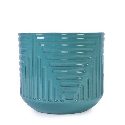 Pot de fleurs en céramique, pot de fleurs moderne pour patio, jardin, rebord de fenêtre - cyan