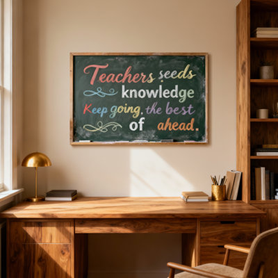 Texte et chiffres «Teachers Seeds Connaissances Keep Going The Best of Ahead»