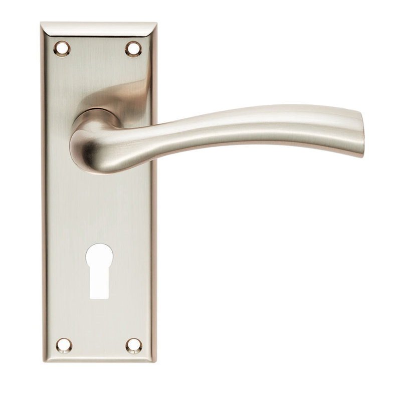 Cinquanta Lock Door Handle, Satin Nickel