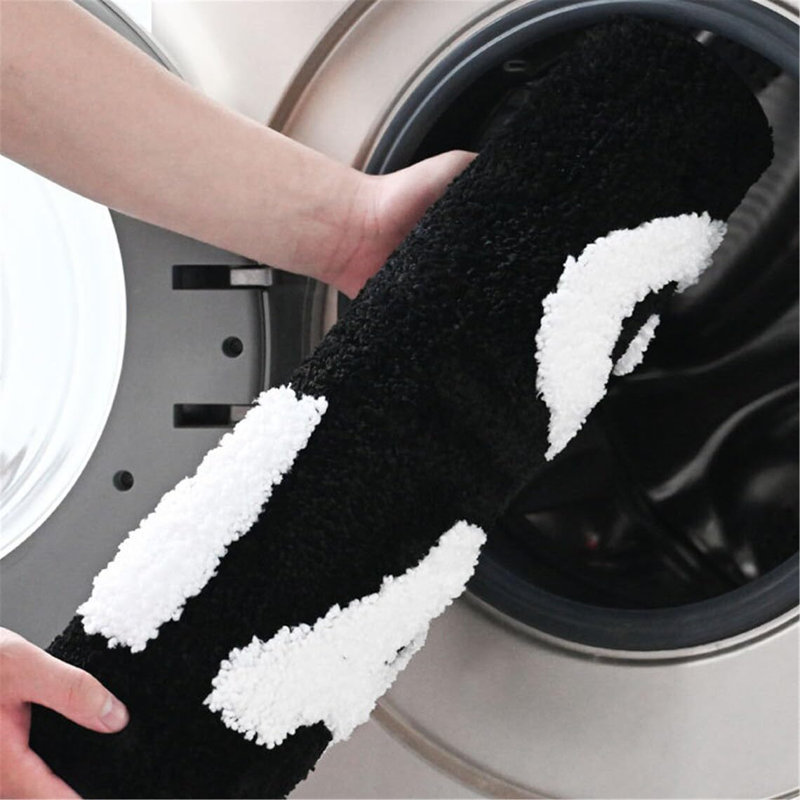 Tapis de salle de bain noir, tapis de couloir long pour la salle de bain, tapis de bain simple et amusant, tapis en microfibre antidérapant absorbant l'eau, 18 po x 47 po