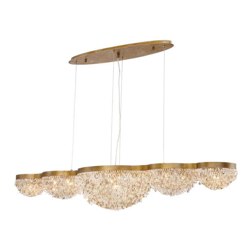 Antique Gold 15-Light Crystal Linear Chandelier