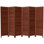 6 Ft. Tall Wooden Louvered Room Divider Walnut 3 Panel