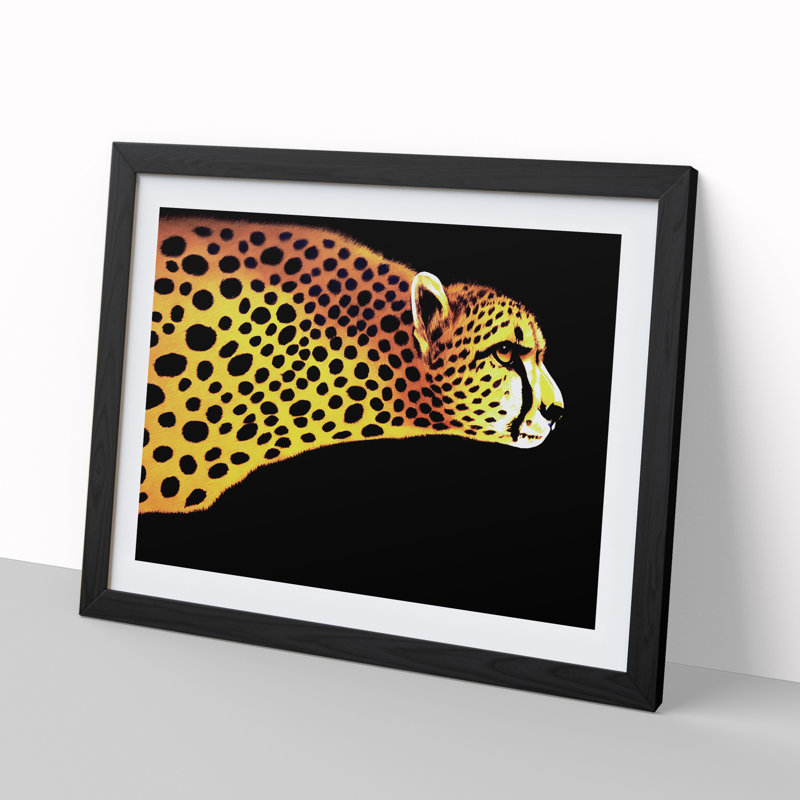Exclusive Cheetah - Single Picture Frame Painting, Black, 34cm H x 46cm W x 2cm D
