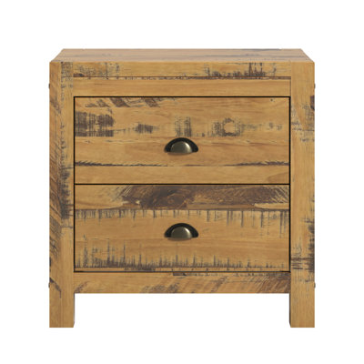 Rustwood Farmhouse 24” W 2 Drawer Nightstand, Solid Wood Rustic Style Bedside