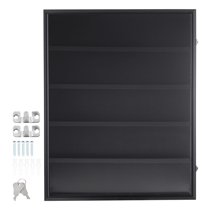 Matte Black Lockable Wall Mounted Sports Card Display Case