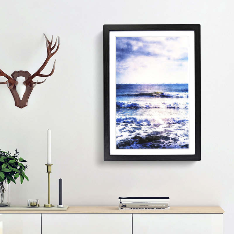 Surfing in Rhode Island - Picture Frame Graphic Art Print, 63cm H x 45cm W x 2cm D, Black Framed