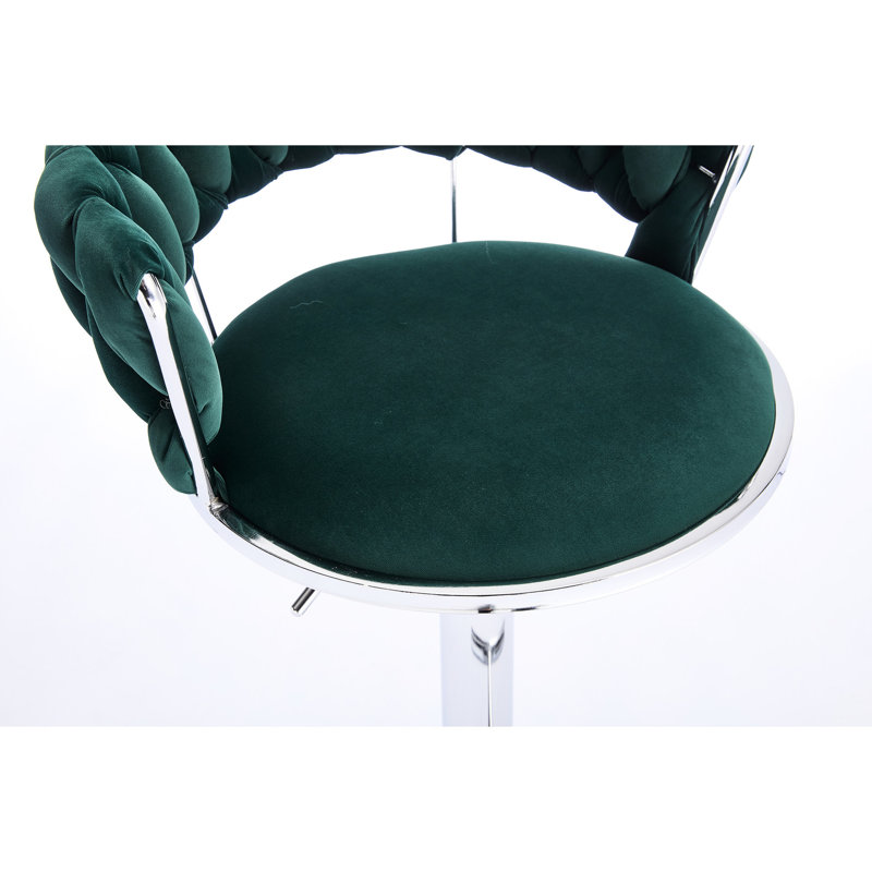 Bar Stools (2), Swivel And Height Adjustable, Base With Footrest, Comfortable Fabric Seat, Elegant Of 2 Stools, - Metal High Resilience Sponge Stylish