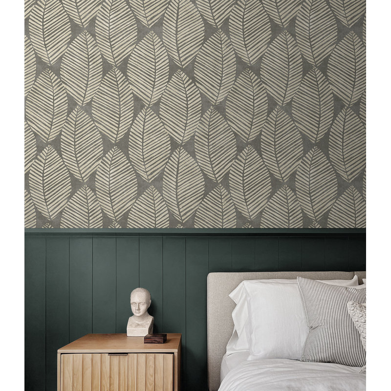 Papier peint floral Bertine, Cendre / kaki