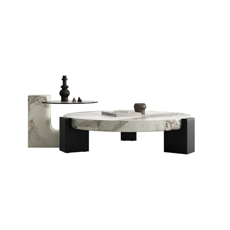 Marble Top Nesting Coffee Table, 17.32" H x 70.47" L x 43.3" W