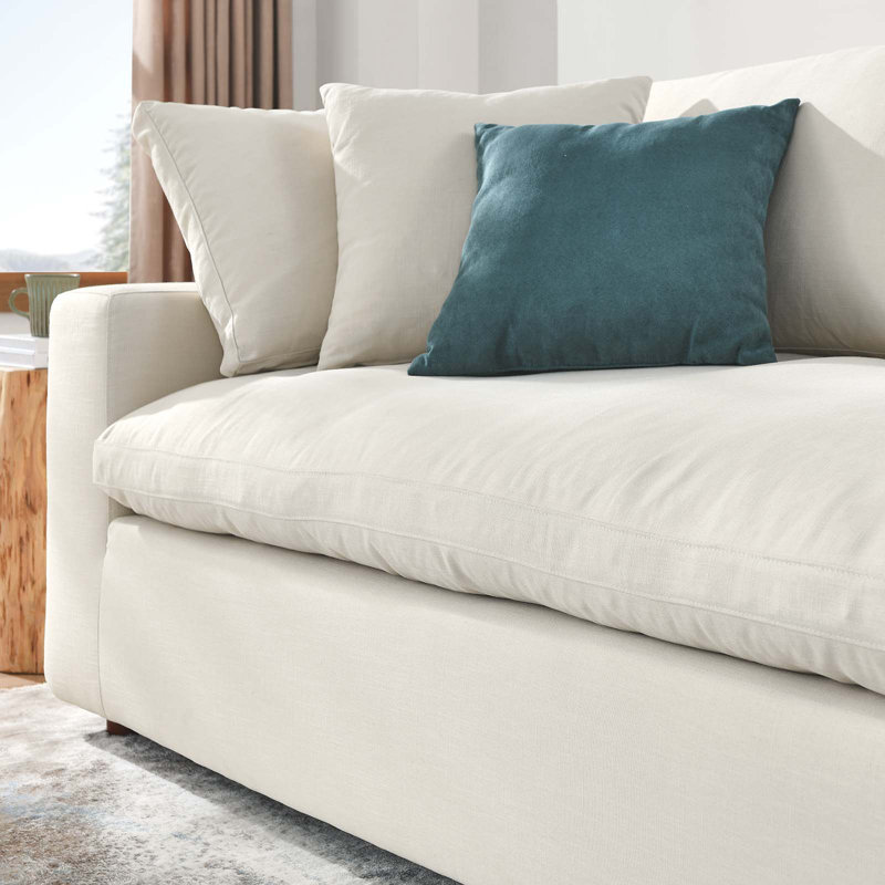 Light Beige Linen Lawson Sofa with Down Fill Cushions