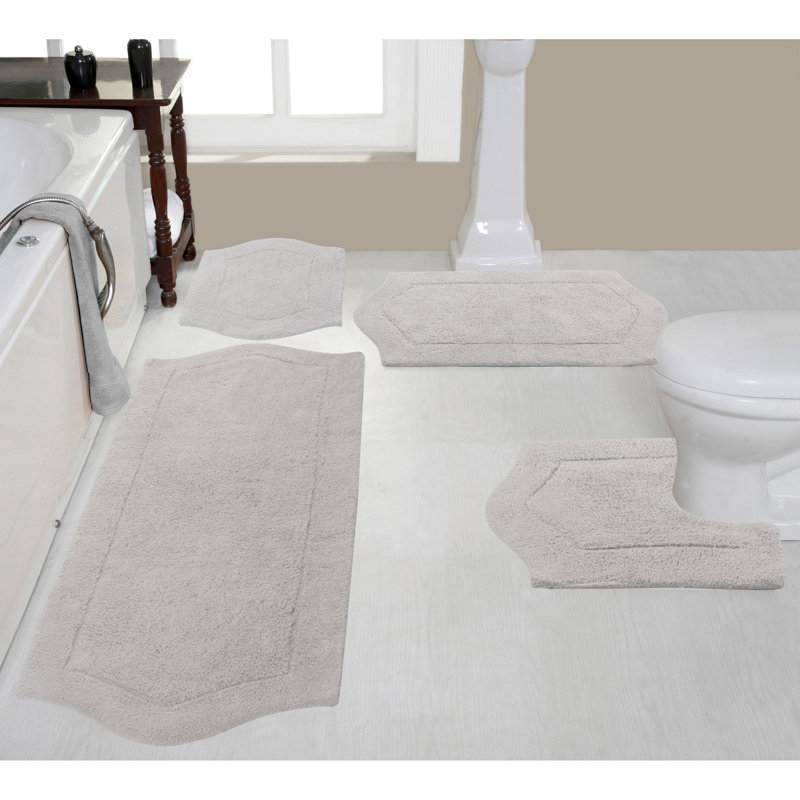 Morissette 4 Piece Bath Rug Set, Light Gray