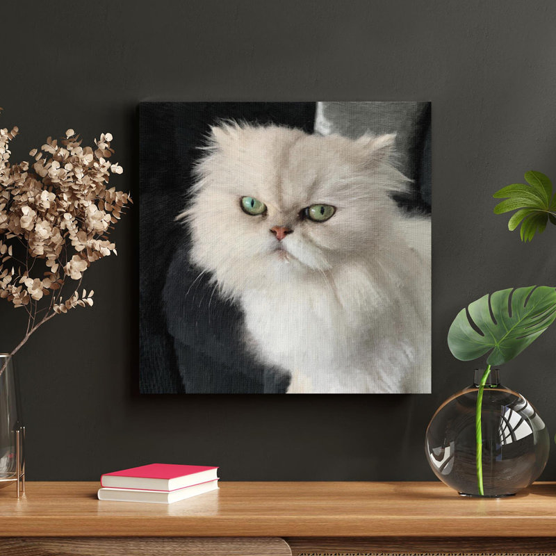 Macro photographie d'un chat persan blanc - 1 pièce, impression carrée sur toile tendue, H 12 po x l 12 po
