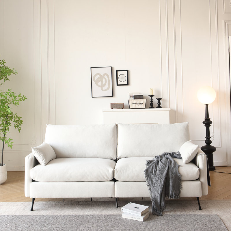 3 nuages avec coussins confortables et accessoire d'accoudoirs, l 80 po pour le bureau de la chambre à coucher, caractéristique des coussins blancs,