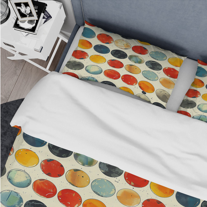 Ensemble de housse de couette à pois orange, vert et neuf, Housse de couette très grand et 2 très grandes t