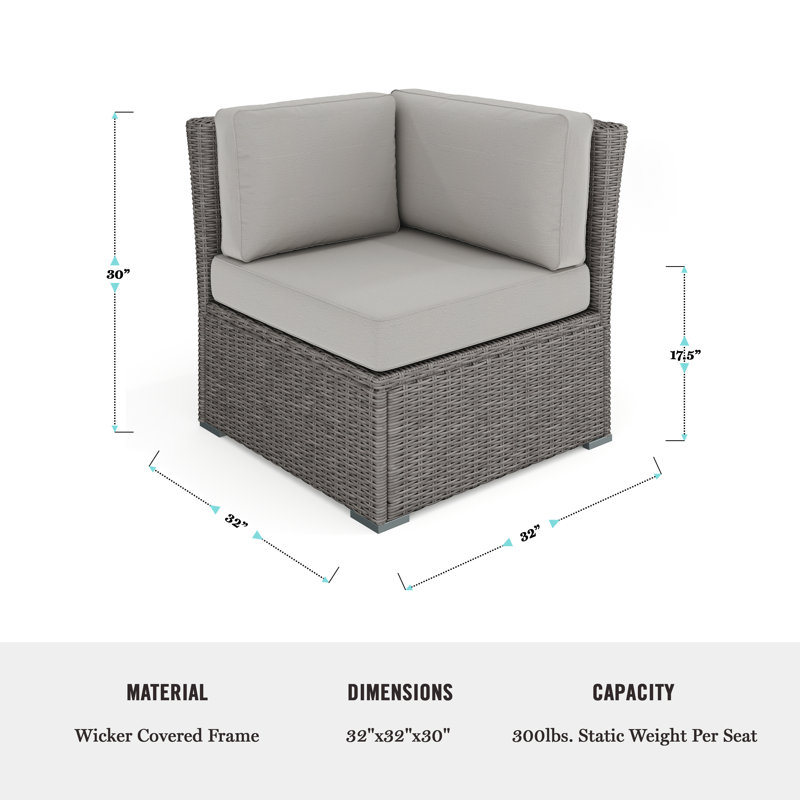 Canapé modulaire d'extérieur en rotin Martha Stewart Bedford, Gris, Gris