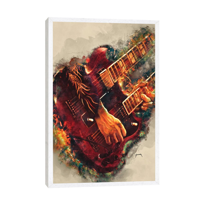 Jimmy Page's Electric Guitar - Print on Canvas, White Framed, 66.04 cm H x 45.72 cm W