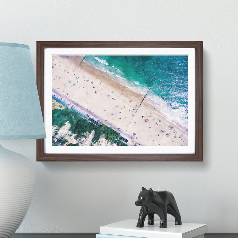 Bournemouth Beach Painting - Single Picture Frame Print on MDF, 33cm H x 45cm W x 2cm D, Walnut